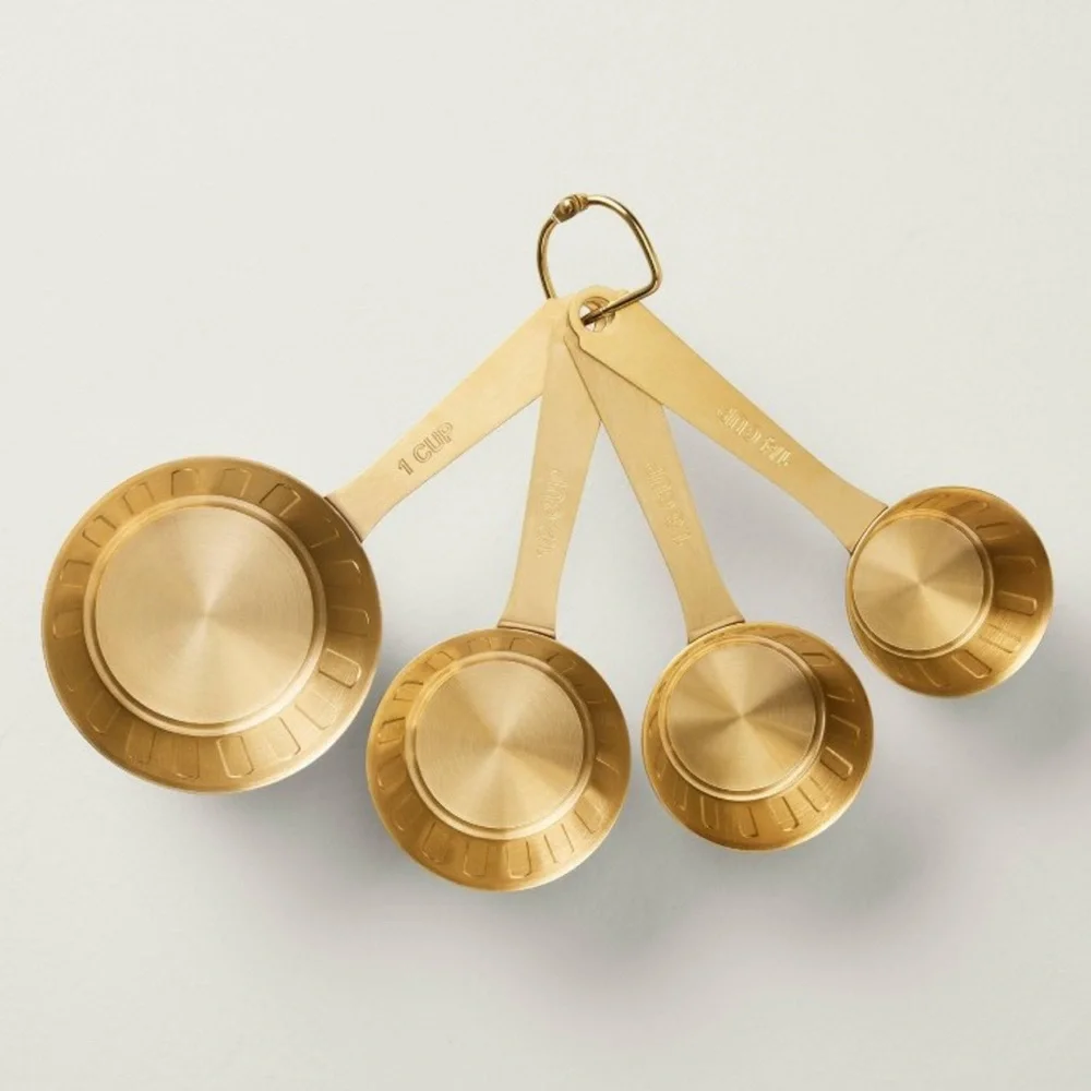 LAST ONE 4pc Vintage Brass Measuring Cups Stainless Steel Hearth & Hand